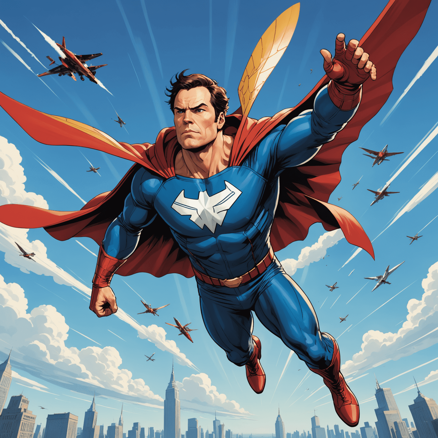 Hancock flying through the sky, demonstrating his superhuman flight ability