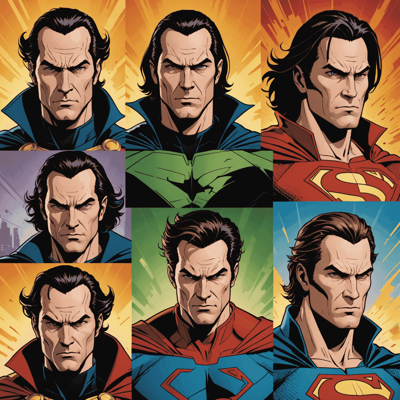 A series of images showing Hancock's transformation throughout the film, from a disheveled anti-hero to a polished superhero