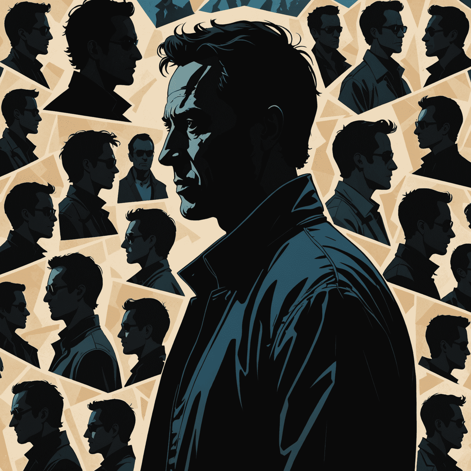 Digital art of Hancock's silhouette filled with scenes from the movie, creating a collage effect that tells his story